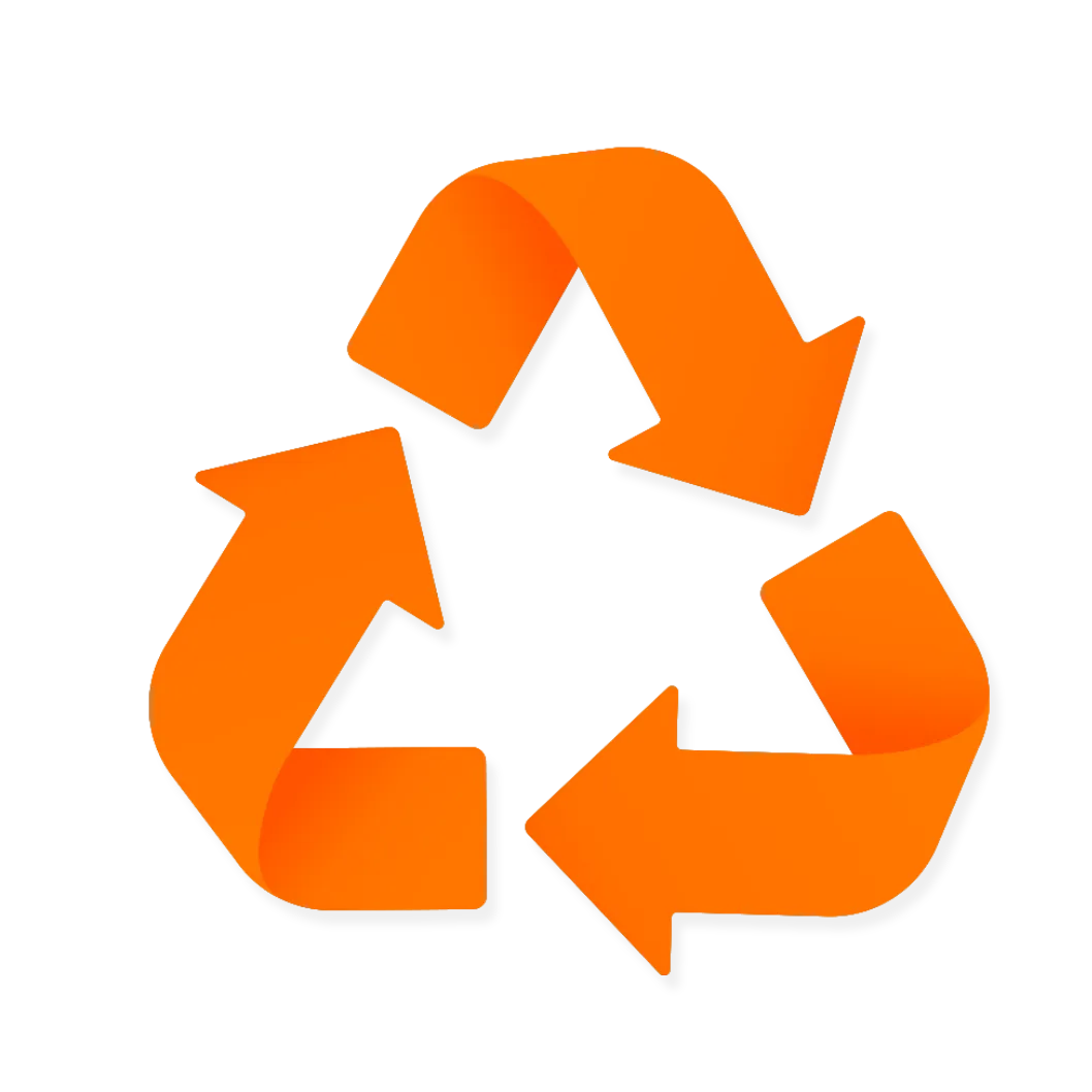 Symbolisches orangenes Icon f&uuml;r den Bereich Recycling